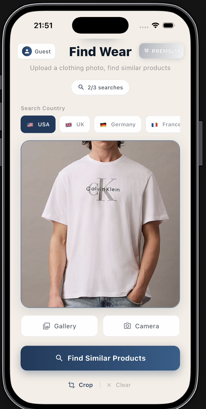 Find Wear light app home screen