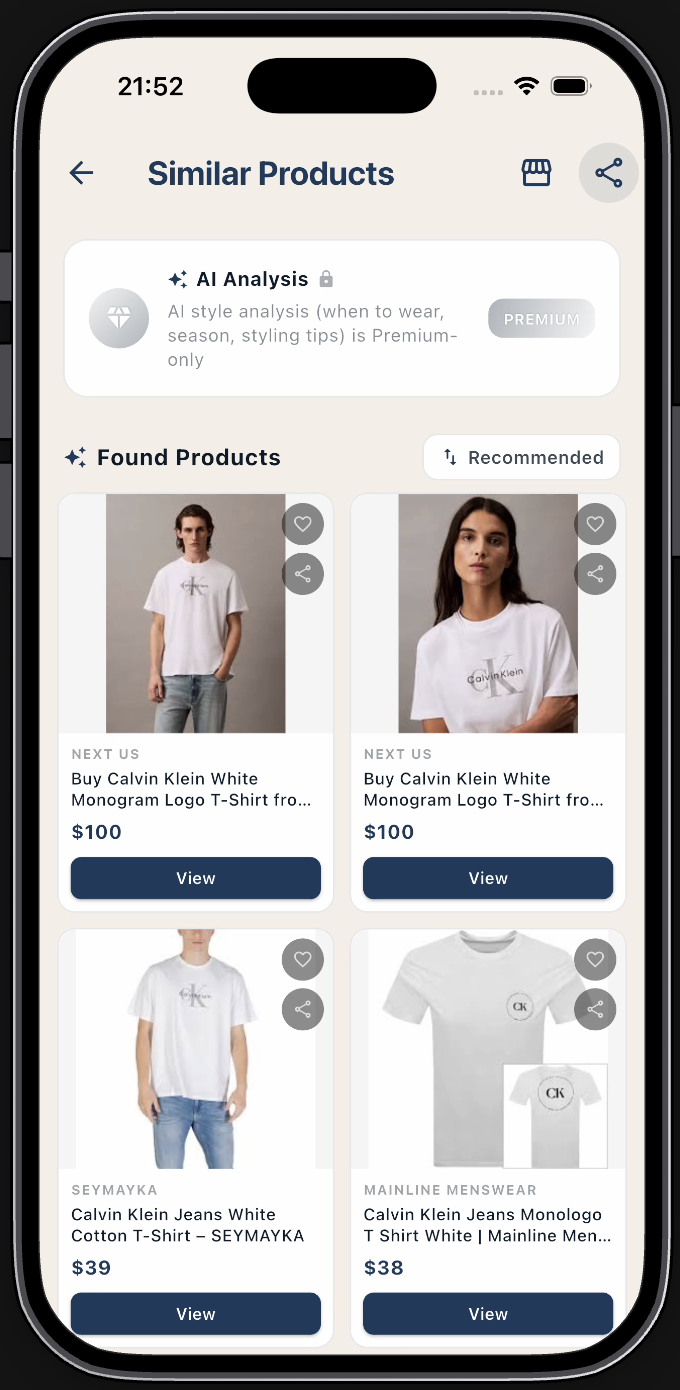 Find Wear light app results screen